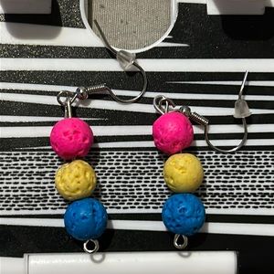 Homemade Pansexual Pride Earrings